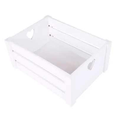 Pure White Lovely Heart Handle Wooden Crates Storage Shelves Box Christmas Gift • £26.99