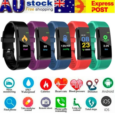 $8.99 • Buy Smart Watch Sports Bracelet Heart Rate Monitor Blood Pressure Fitness Tracker