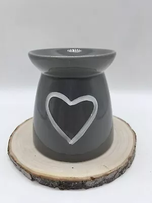 Grey  Oil Burner With White Heart Wax Melt WARMER • £4