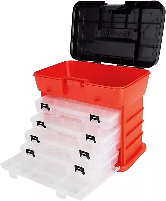 Toolbox Portable Multipurpose Organizer With Main Top Compartment And 4 Drawers • $19.95