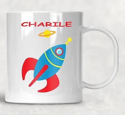 Personalised Kids Sky Rocket Plastic Unbreakable Mug Saturn Child Juice Cup • £9.99