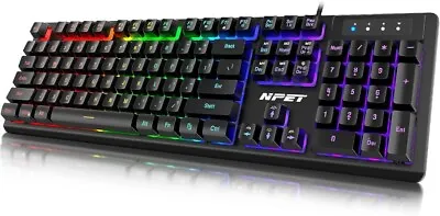 NPET K10 Wired Gaming Keyboard - LED Backlit For Desktop PC (Black) V.3 • $17.61