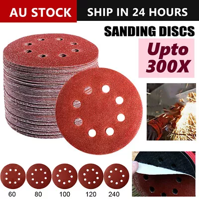 -300 125mm 5  Sanding Discs 60 80 100 120 240 Grit Orbital Sander Pads Sandpaper • $19.19