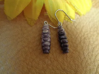 7/8  Purple Wampum Corn Earrings Quahog Shell • $35