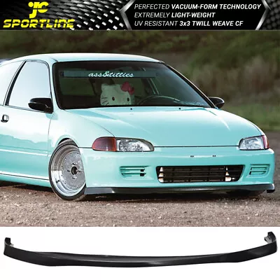 Fits 92-95 Honda Civic Coupe Hatchback EG SIR Style PU Front Bumper Lip Black • $52.82