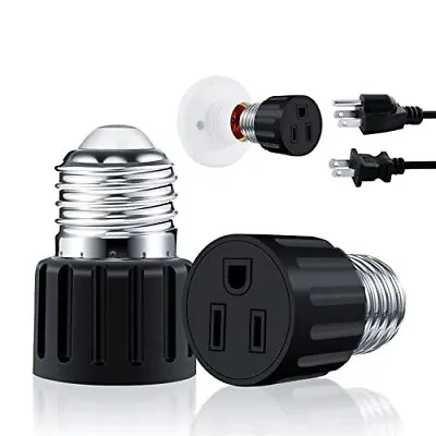 E26/E27 3 Prong Light Socket To Plug Adapter Polarized Screw In Outlet For Li... • $9.10