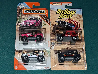 Lot Of 4 2019 Matchbox Jeep 4x4 Jeep CJ-7 Black Pink Off Road Rally Red White • $45