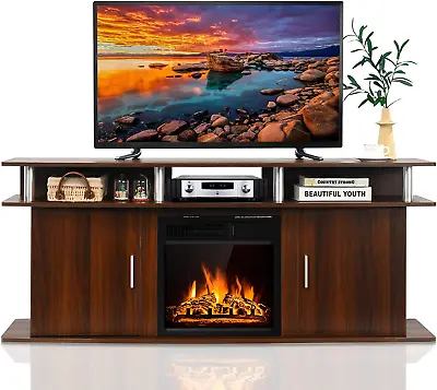 Fireplace TV Stand Living Room Media Console Table W/1500W Electric Fireplace F • $486.99
