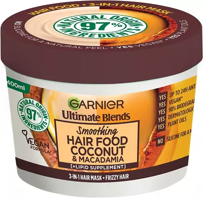 Garnier Ultimate Blends Hair Food Coconut Oil 3-in-1 Frizzy Hair Mask 390ml • £5.75