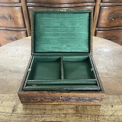 Vintage Weathered Tooled Leather Jewelry Box With Removable Tray • $59