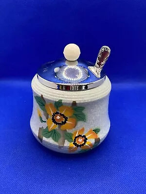 Vintage Brentleigh 'Elizabeth' Pattern Preserve Pot Jam Pot With Spoon • £12