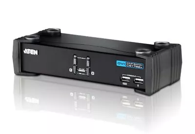 Aten Desktop KVMP Switch 2 Port Single Display DVI KVM Cables Included Black • $275.95