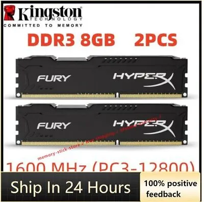 HyperX FURY DDR3 16GB 2x 8GB 1600 MHz PC3-12800 Desktop RAM Memory DIMM 240pins  • £24.60