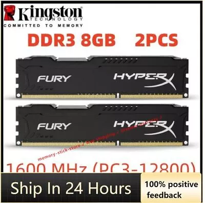 HyperX FURY DDR3 16GB 2x 8GB 1600 MHz PC3-12800 Desktop RAM Memory DIMM 240pins  • £23.94