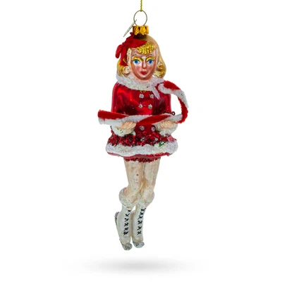 $14.40 • Buy Girl Ice Skating With Candy Cane Glass Christmas Ornament