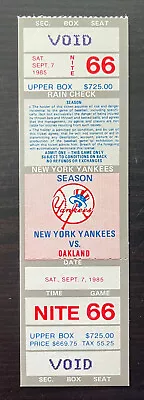 Jose Canseco First Hit #1 Full Ticket Stub Proof 1985 Yankees Oakland Athletics • $9.99