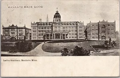 Vintage 1909 MANKATO MADE GOOD Minnesota Greetings Postcard  Ladies Seminary  • $5.62