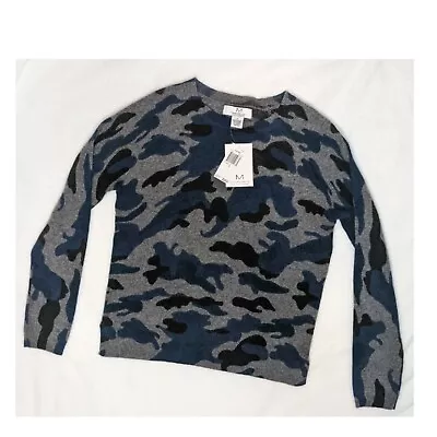 NWT MAGASCHONI 100% Cashmere Size Small Camo Print Blue & Gray Sweater • $89