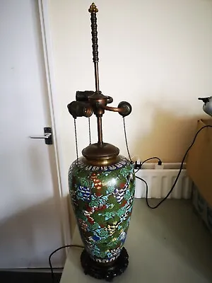 £50 • Buy Antique Chinese Cloisonne Enamel Bronze Vase Table Lamp Vintage.