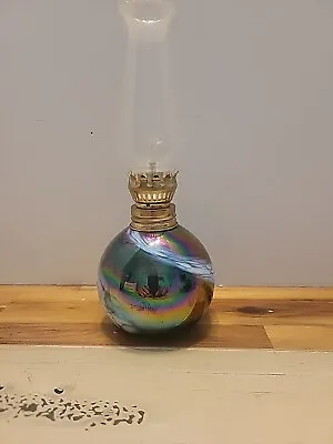 GORGEOUS Mt St Helens  Ash MSH Art Glass Hurricane Oil Lamp Iridescent Purple • $37.95