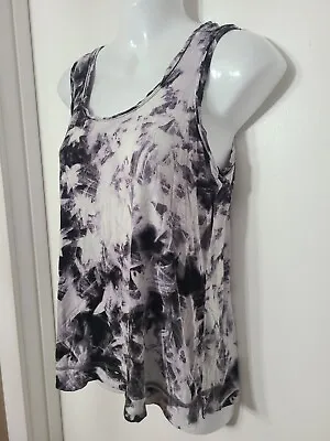 Vera Wang Simply Vera Tie Dye Tank Top Black/Gray/White/Purple Sz M • $13.99