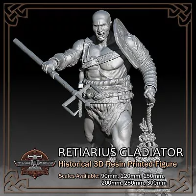 Retiarius Gladiator - 3D Resin Printed Figure Model Kit - Scale 90mm To 300mm • $23.56