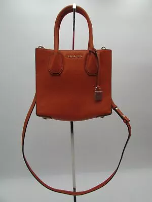 Michael Kors Mini Mercer Orange Pebble Leather Tote Handbag Purse • $24.99