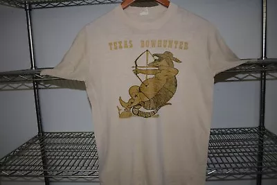 Armadillo Vtg Paper Thin Texas Bowhunter Aggies T Shirt Single Stitch Small • $36