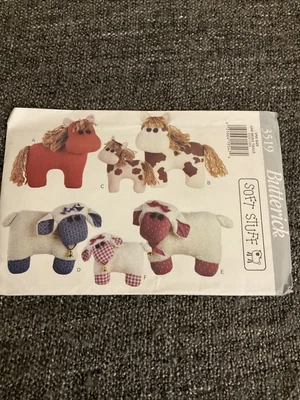£6 • Buy Butterick 3519 Sewing Pattern Stuffed Animals Horses Lambs Plushies