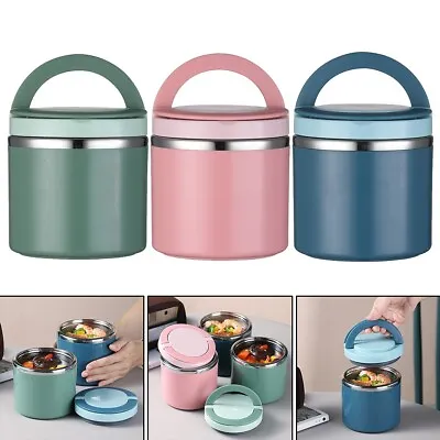 1L Hot Food Flask Stainless Steel Lunch Box Thermos Vacuum Insulated Lunch Box • £6.99