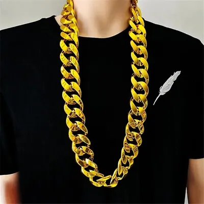 Miami Cuban Link 32  Chain Fake Gold Plated 32mm Wide Link Big Hip Hop D32 • $23.95