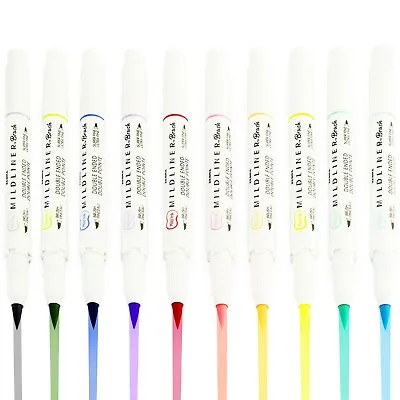 $41.87 • Buy Zebra Mildliner Brush Highlighter Pen - Brush/Marker - Double Ended - 10 Pack