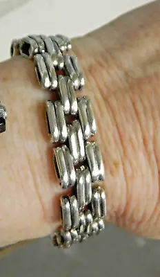 Beautiful Sterling Silver Heavy Mexico Link Bracelet-41.4 Grams Length- 7 1/2 In • $53