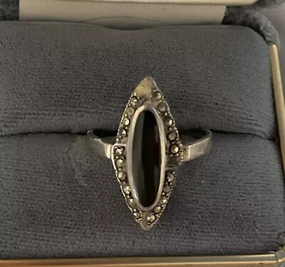 Vintage Sterling Silver Marcasite Ring Sz 10 4.5 Grms • $6