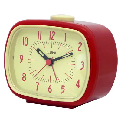 $28 • Buy Leni 11cm Retro Analogue Bedside Table Alarm Clock Desk/Desktop Home Decor Red