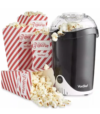 £15.99 • Buy Popcorn Maker Machine Retro Hot Air Popper Healthy Snack With 4 Boxes