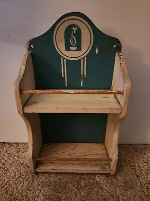 Vintage Blue & White Universal Wooden Spice Cabinet W/2 Shelves! • $35