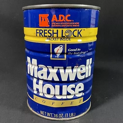 Vintage Maxwell House A.D.C. Fresh Lock Can NO Lid 16 Oz 1 Lb Pound • $12.99