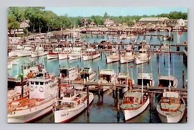 Postcard Yacht Basin Manasquan River New Jersey NJ Vintage Chrome C14 • $3.99