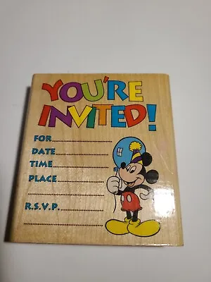 You're Invited Mickey Mouse Wood Rubber Stamp Rubber Stampede Birthday Party • $8.75