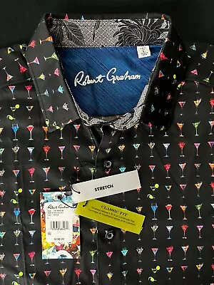 Robert Graham MARTINI Neon Glasses $198 Large Classic Fit Short Sleeve NWT L • $129.99