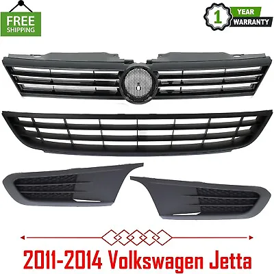 Grille + Fog Light Covers Kit Left & Right Side For 2011-2014 Volkswagen Jetta • $125.71