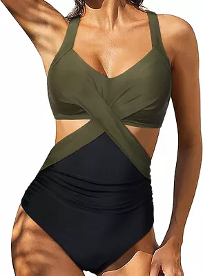 Striking Wrap Cut Out One Piece High Waisted Swimsuit  Size M BNWT • £9