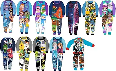 £10.99 • Buy Boys Girls Kids Official Licensed Character Fleece All In One Pyjamas 18Mth 10Yr