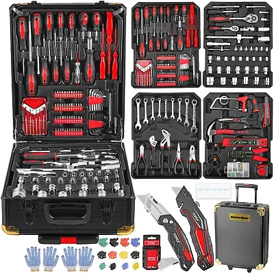 MasterSpec 1240pcs Tool Box Trolley Tool Set DIY Hand Tool Set W/2 Utility Knife • $182