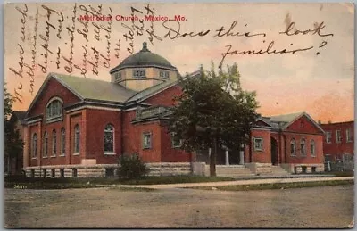 Vintage 1908 MEXICO Missouri Postcard  Methodist Church  Building / Street View • $4