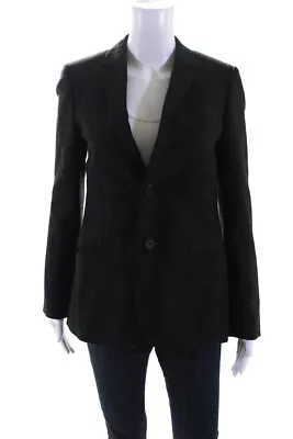 J Crew Womens Wool Woven Pinstripe Long Sleeved Two-Button Blazer Black Size 4 • $41.49