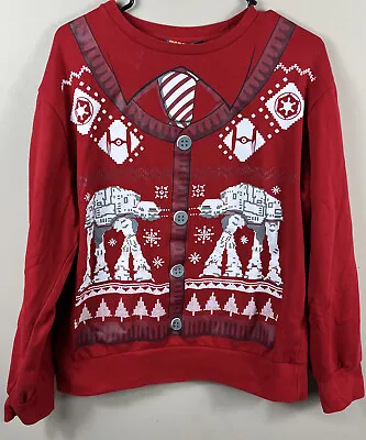 $20 • Buy Star Wars Ugly Christmas Sweater Red Adult Medium AT-AT Tie Fighter Empire