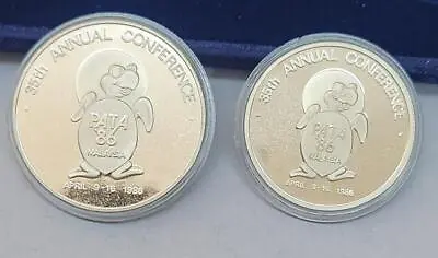 Turtles - PATA 35th Annual Conference 1986 Malaysia 2 Coin Set Ag Haze • $99.95