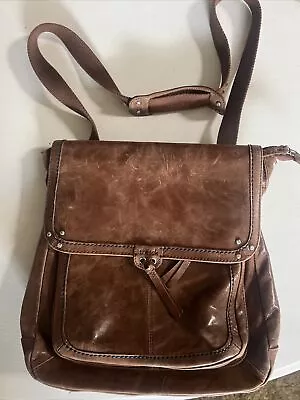 The Sak Ventura Brown Distressed Leather Convertible Backpack Crossbody Purse • $36